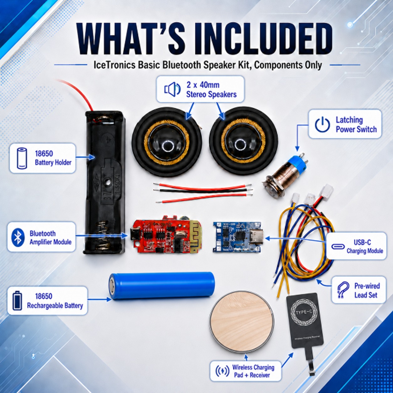 IceTronics Bluetooth speaker kit with Qi wireless charging - components only - Image 2